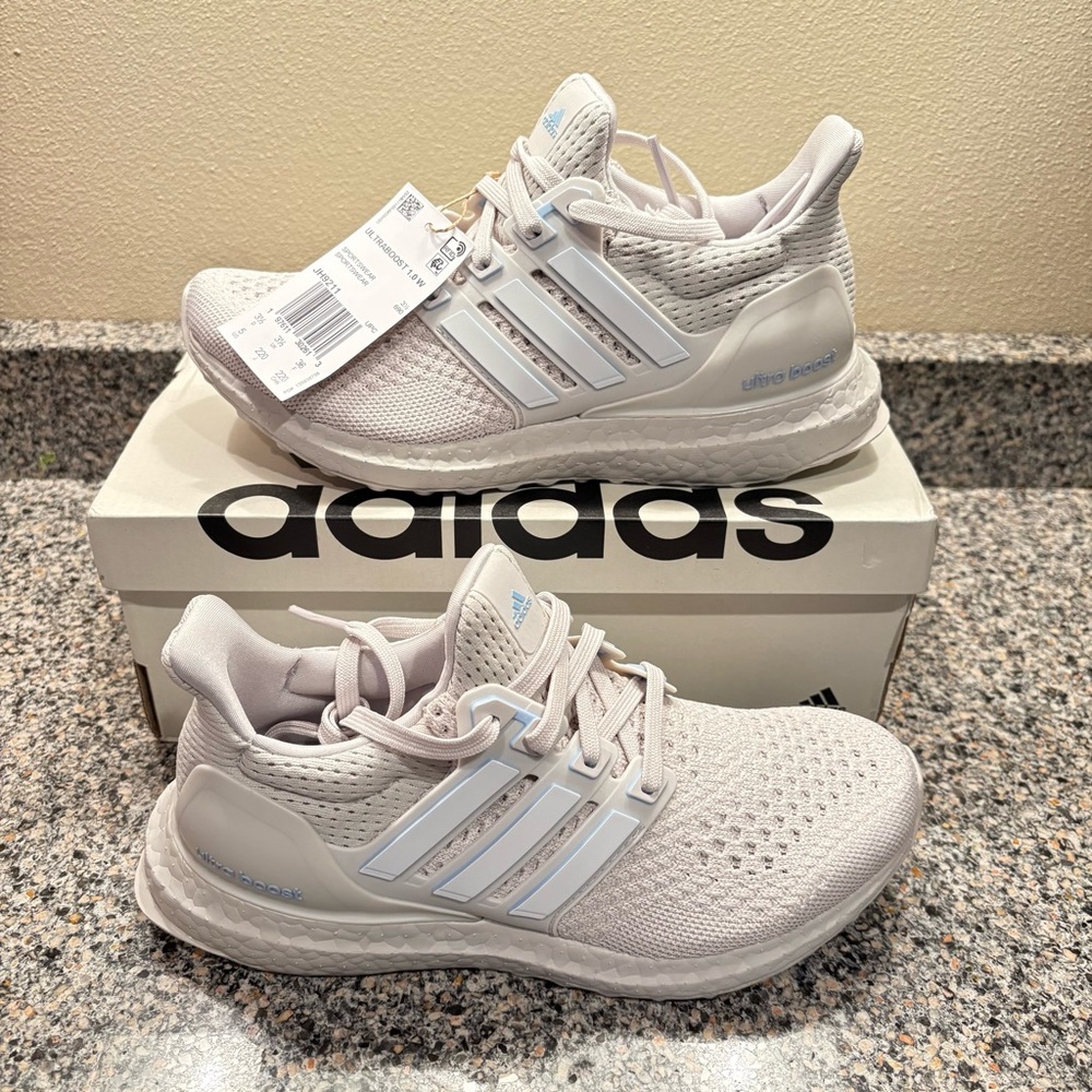 Adidas Womens Adidas Ultraboost 1.0 Womens Running Shoes Grey/Blue/White Size 5